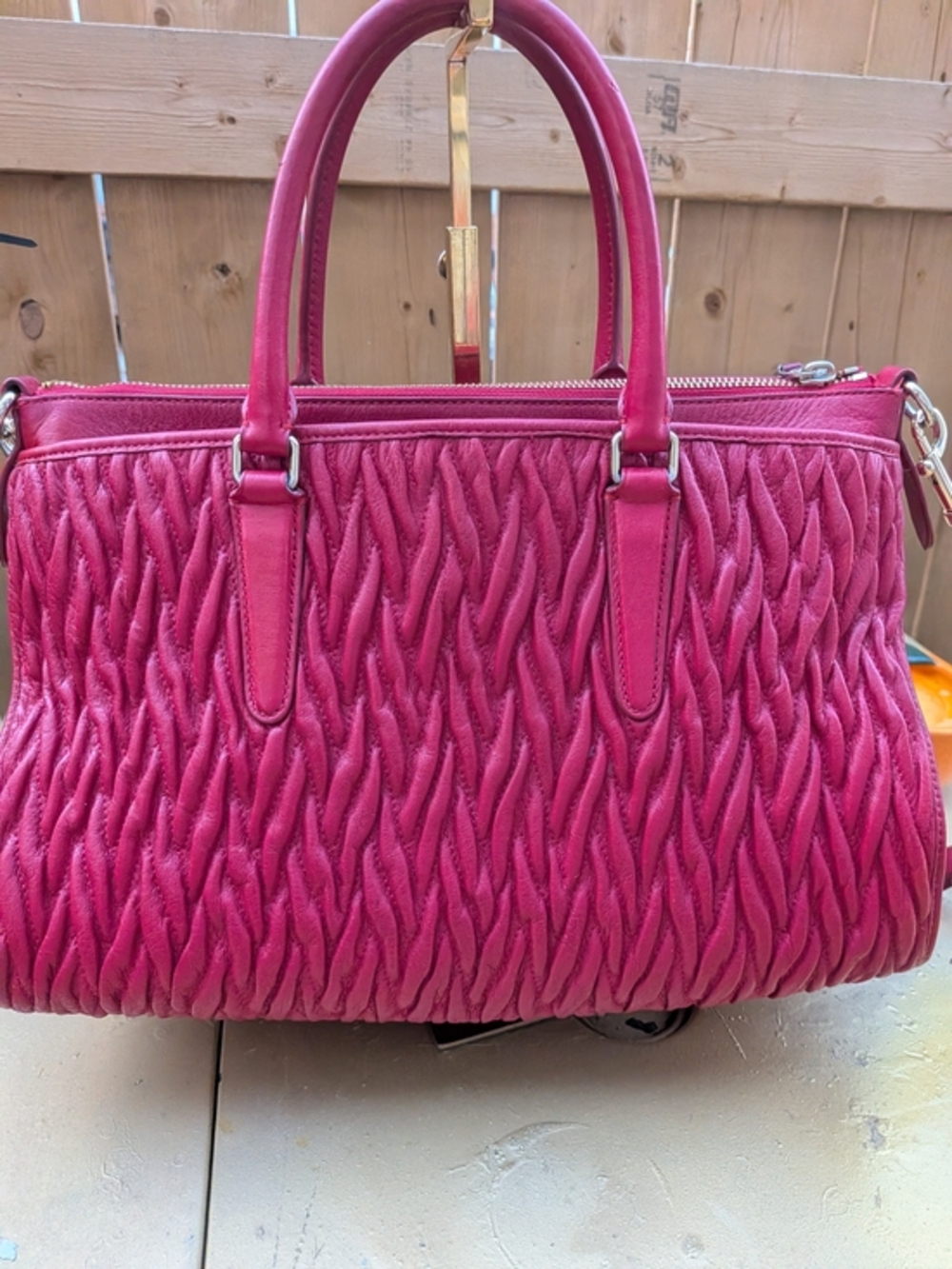 Red Coach Twisted Gathered Leather Morgan Satchel (Style Number: F37083). - Picture 7 of 16